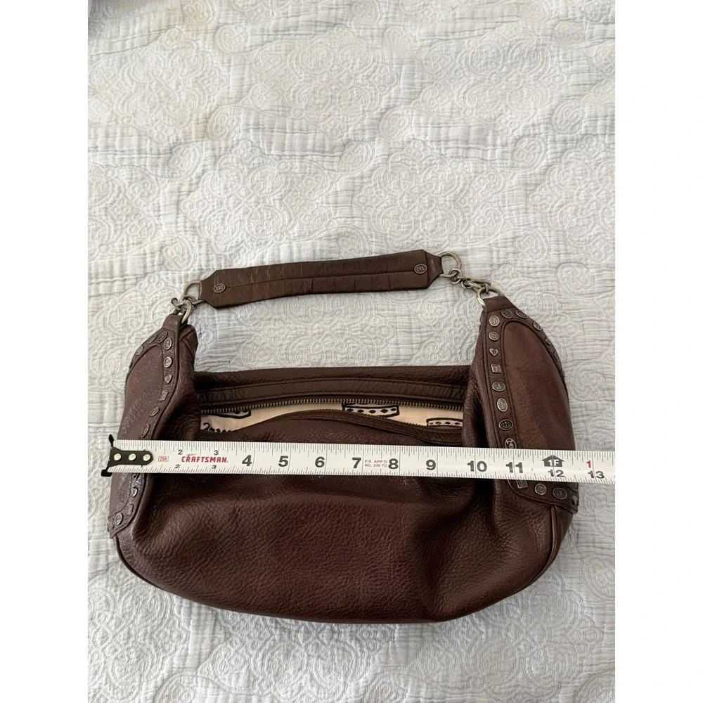 Juicy Couture Y2K Vintage Brown Leather Shoulder Bag Purse Studded Coquette